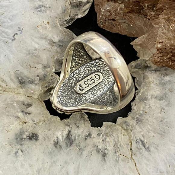 Carolyn Pollack Sterling Green Turquoise & Lapis Chip Inlay Oval Ring For Women - Picture 7 of 10